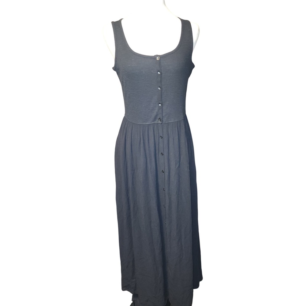 FRYE Black Ribbed Tank Maxi Dress Button Front Casual Size XS